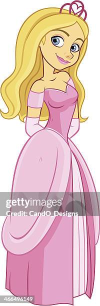 illustrations, cliparts, dessins animés et icônes de souriante blonde princesse - - robe du soir