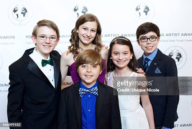 Cast of the PBS Kids Odd Squad Sean Michael Kyer, Julia Lalonde, Christian Distefano, Dalila Bela and Alex Thorne attend the 36th annual Young Artist...