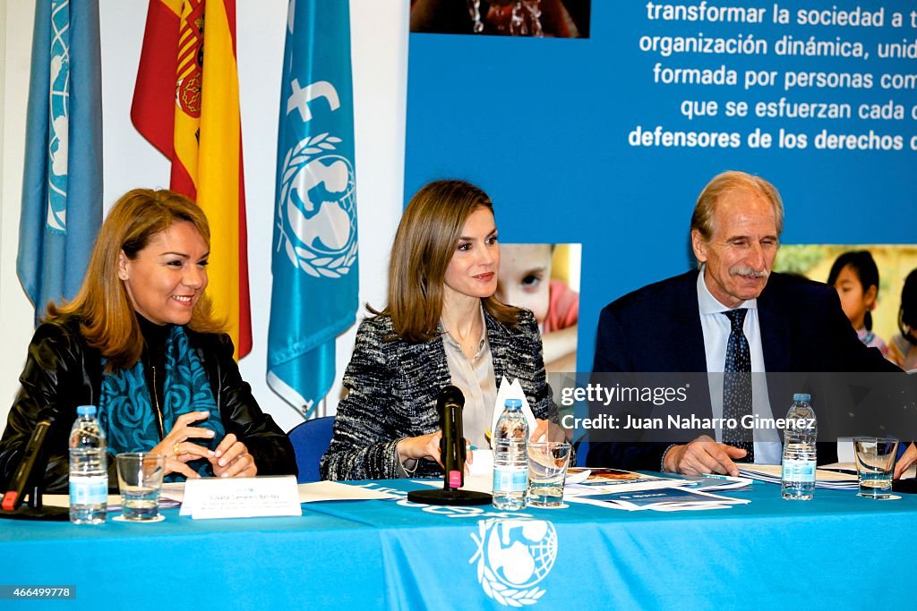 Queen Letizia of Spain Attends a Meeting With UNICEF Spain