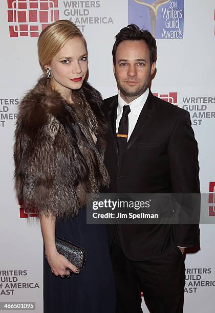 Actress Caitlin Mehner and writer Danny Strong attend The 66th Annual Writers Guild Awards East Coast Ceremony at The Edison Ballroom on February 1,...