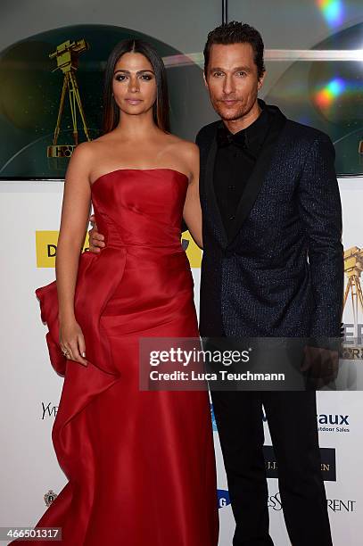 Camila Alves and Matthew McConaughey attend the 49th Golden Camera Awards at Tempelhof Airport on February 1, 2014 in Berlin, Germany.