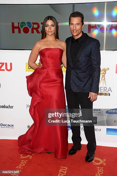 Camila Alves and Matthew McConaughey attend the 49th Golden Camera Awards at Tempelhof Airport on February 1, 2014 in Berlin, Germany.