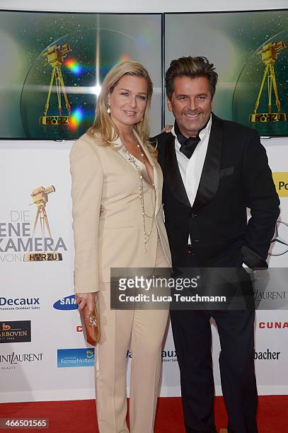 Claudia Hess and Thomas Anders attend the 49th Golden Camera Awards at Tempelhof Airport on February 1, 2014 in Berlin, Germany.