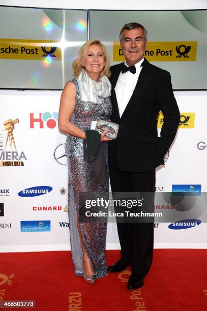 Norbert Medus and Sabine Christiansen attend the 49th Golden Camera Awards at Tempelhof Airport on February 1, 2014 in Berlin, Germany.