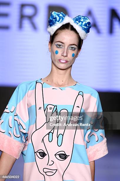 Model walks the runway at the Deniz Berdan show during Mercedes Benz Fashion Week Istanbul FW15 on March 16, 2015 in Istanbul, Turkey.