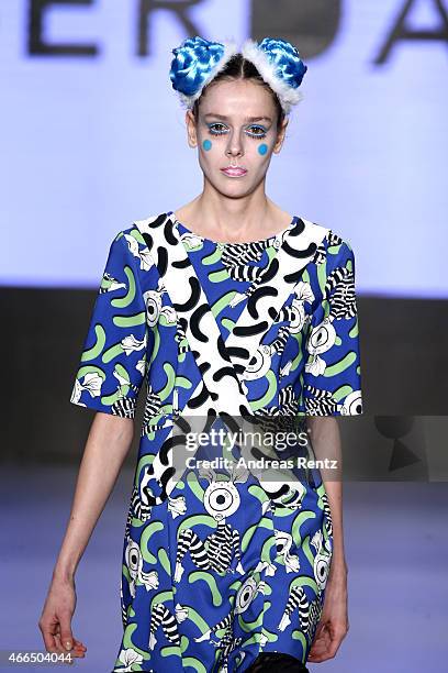 Model walks the runway at the Deniz Berdan show during Mercedes Benz Fashion Week Istanbul FW15 on March 16, 2015 in Istanbul, Turkey.