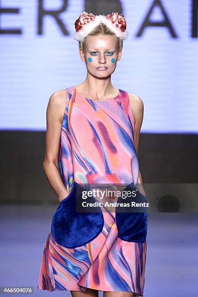 Model walks the runway at the Deniz Berdan show during Mercedes Benz Fashion Week Istanbul FW15 on March 16, 2015 in Istanbul, Turkey.