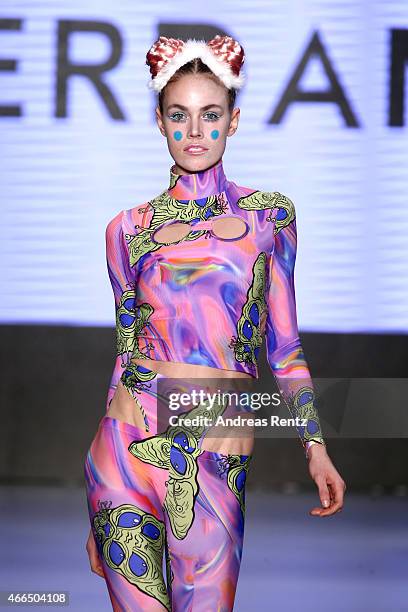 Model walks the runway at the Deniz Berdan show during Mercedes Benz Fashion Week Istanbul FW15 on March 16, 2015 in Istanbul, Turkey.