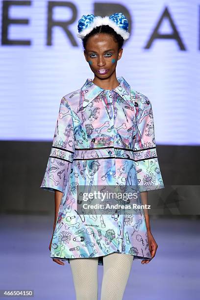 Model walks the runway at the Deniz Berdan show during Mercedes Benz Fashion Week Istanbul FW15 on March 16, 2015 in Istanbul, Turkey.