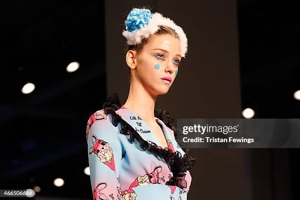 Model walks the runway at the Deniz Berdan show during Mercedes Benz Fashion Week Istanbul FW15 on March 16, 2015 in Istanbul, Turkey.