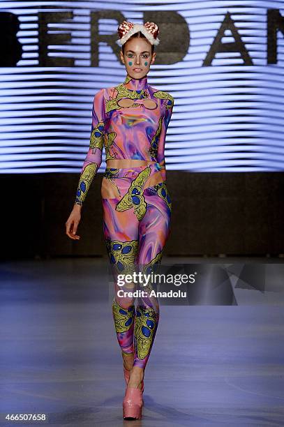 Model walks the runway at the DB Berdan show during Mercedes Benz Fashion Week Istanbul FW15 on March 16, 2015 in Istanbul, Turkey.