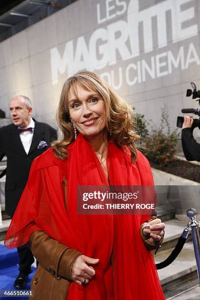 French actress Marianne Basler poses upon arrival at the fourth edition of the Magritte du Cinema awards ceremony, in Brussels, on February 1, 2014....