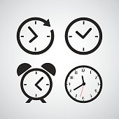 Time icons with different time periods in black