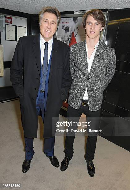 Bryan Ferry and Tara Ferry attend the UK premiere of "Dior And I" at The Curzon Mayfair on March 16, 2015 in London, England.