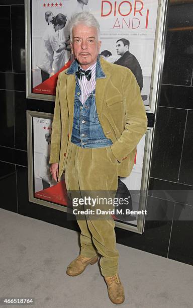 Nicky Haslam attends the UK premiere of "Dior And I" at The Curzon Mayfair on March 16, 2015 in London, England.