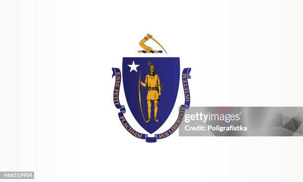 flagge von massachusetts - massachusetts stock-grafiken, -clipart, -cartoons und -symbole