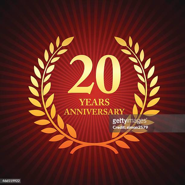 stockillustraties, clipart, cartoons en iconen met twenty years anniversary emblem - 20 24 years