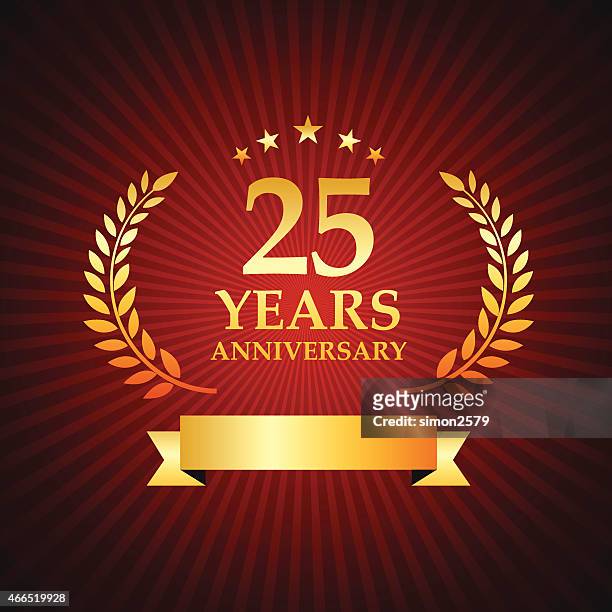 twenty five years anniversary emblem - 25 29 years stock illustrations