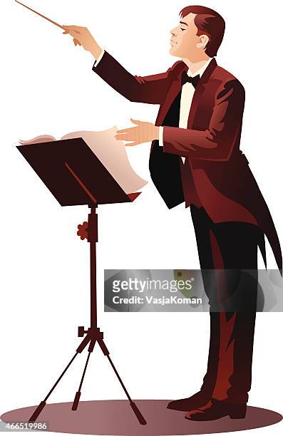 young conductor conducting the orchestra - maestro stock illustrations