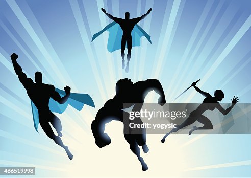Vector Superhero Team Charging Forward Vector Superhero Team Charging Forward