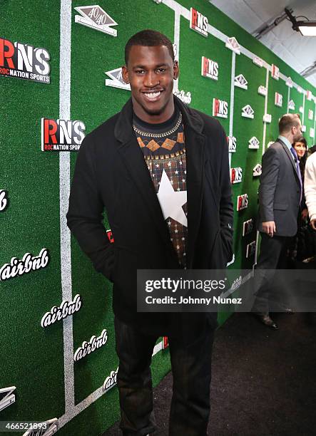 Aldon Smith attends Roc Nation Sports Celebration Presented By Airbnb At The 40/40 Club on February 1, 2014 in New York City.