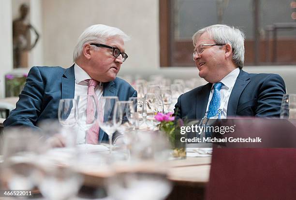 Munich, GERMANY The former Prime Minister of Australia, Kevin Rudd , speaks with German Foreign Minister Frank-Walter Steinmeier at the 50th Munich...