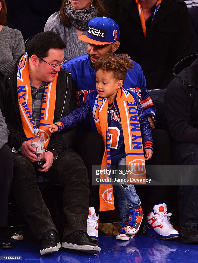 Celebrities Attend The Miami Heat Vs New York Knicks Game