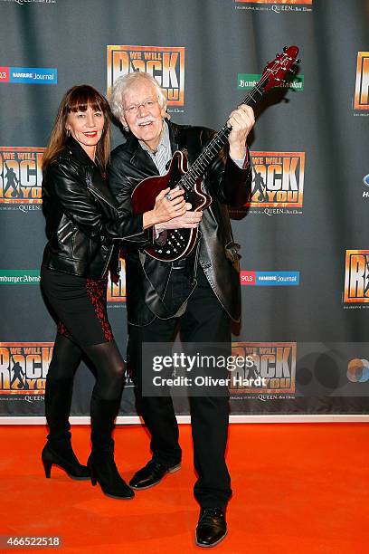 Carlo von Thiedemann and Julia Laubrunn poses during the premiere of the musical 'We Will Rock You' on March 16, 2015 in Hamburg, Germany.