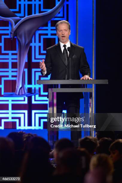 Screenwriter Robert Eisele introduces the Morgan Cox Award at the 2014 Writers Guild Award Ceremony at JW Marriott Los Angeles at L.A. LIVE on...