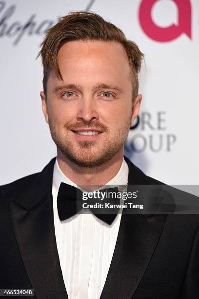 Aaron Paul attends the Elton John AIDS Foundation's 23rd annual Academy Awards Viewing Party at The City of West Hollywood Park on February 22, 2015...