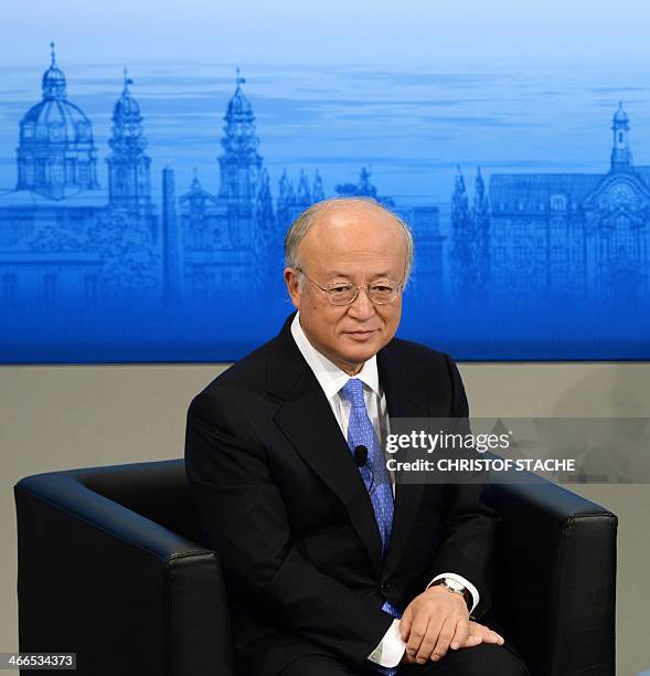 The Director General of the International Atomic Energy Agency Yukiya Amano attends a panel discussion during the 50th Munich Security Conference on...