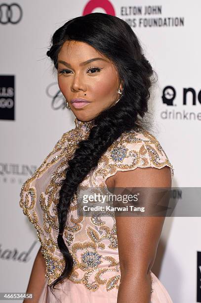Lil' Kim attends the Elton John AIDS Foundation's 23rd annual Academy Awards Viewing Party at The City of West Hollywood Park on February 22, 2015 in...