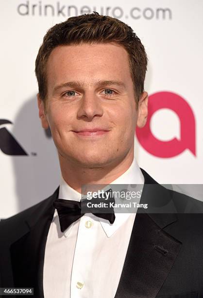 Jonathan Groff attends the Elton John AIDS Foundation's 23rd annual Academy Awards Viewing Party at The City of West Hollywood Park on February 22,...