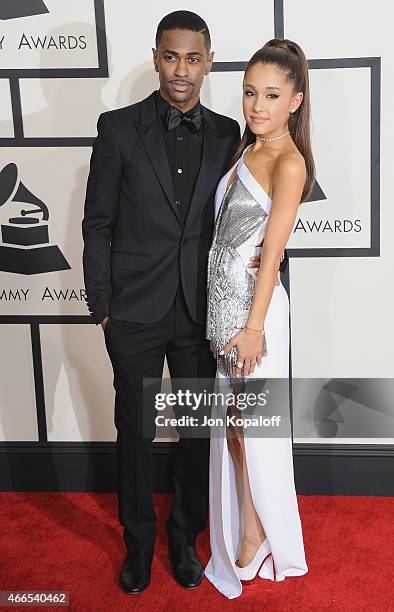 Big Sean and Ariana Grande arrive at the 57th GRAMMY Awards at Staples Center on February 8, 2015 in Los Angeles, California.