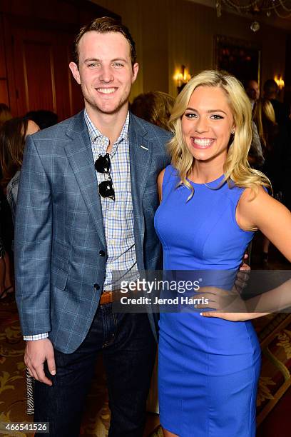 Cam Fowler and Jasmine Maggard attend the Anaheim Lady Ducks Fashion Show Luncheon with Bloomingdale's South Coast Plaza on March 16, 2015 in Newport...