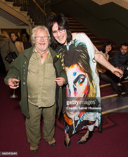 Noel Fielding and Bill Oddie attend a private view of the Noel Fielding art exhibition 'He Wore Dreams Around Unkind Faces' at the Royal Albert Hall...