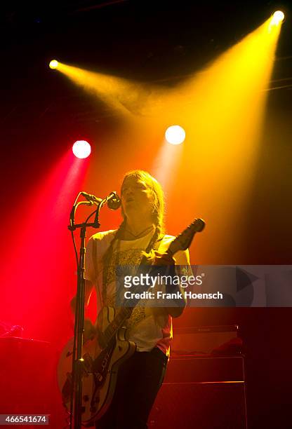 Singer Courtney Taylor-Taylor of the American band The Dandy Warhols performs live during a concert at the Postbahnhof on March 16, 2015 in Berlin,...