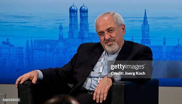 Iranian Foreign Minister Mohammed Javad Zarif attends a panel discussion during the 50th Munich Security Conference in the Bayerischer Hof hotel on...