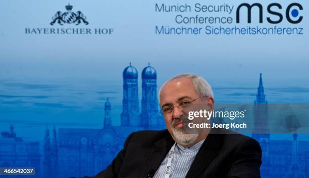 Iranian Foreign Minister Mohammed Javad Zarif attends a panel discussion during the 50th Munich Security Conference in the Bayerischer Hof hotel on...