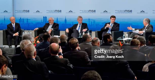 Director General of the International Atomic Energy Agency Yukiya Amano, Iranian Foreign Minister Mohammed Javad Zarif, Swedish Foreign Minister Carl...