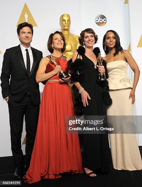 Actor Jason Bateman, producer Dana Perry and director Ellen Goosenberg Kent winners of the Best Documentary Short Award for 'Crisis Hotline; Veterans...