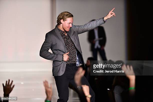 Professional Hockey player Hampus Lindholm attends the Anaheim Lady Ducks Fashion Show Luncheon with Bloomingdale's South Coast Plaza on March 16,...