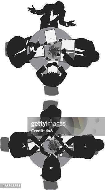 top view of business people - table top view stock illustrations