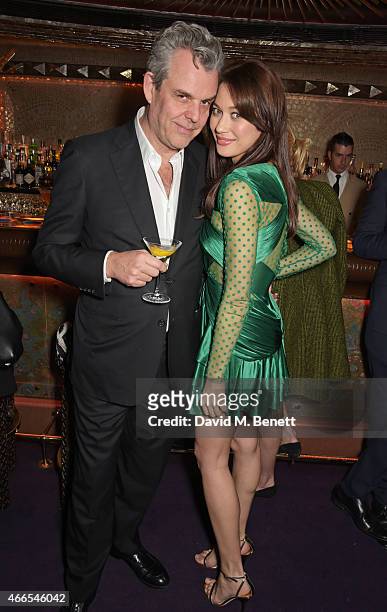 Danny Huston and Olga Kurylenko attend the "Dior And I" UK Premiere after party at Loulou's on March 16, 2015 in London, England.
