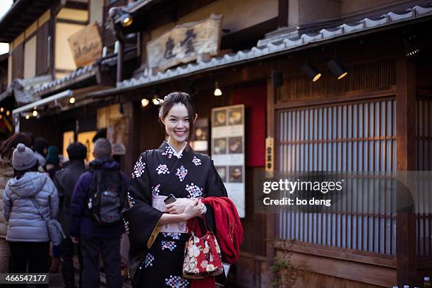kimono girl - kimono winter stock pictures, royalty-free photos & images