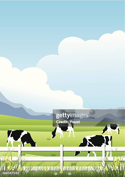 illustration of cows on a farm - ranch stock illustrations