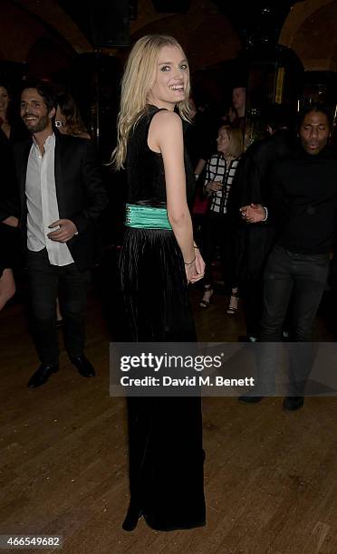 Lily Donaldson attends a party hosted by Olivier Rousteing, to mark the opening of Balmain's first London store, at Annabel's on March 16, 2015 in...