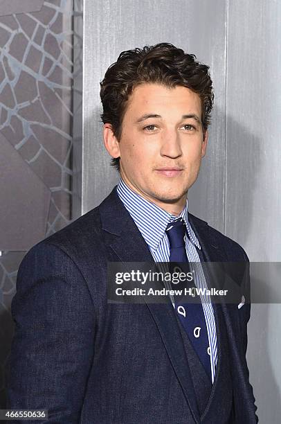 Actor Miles Teller attends "The Divergent Series: Insurgent" New York premiere at Ziegfeld Theater on March 16, 2015 in New York City.