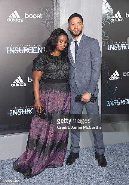 Actress Octavia Spencer and actor Jussie Smollett attend "The Divergent Series: Insurgent" New York premiere at Ziegfeld Theater on March 16, 2015 in...