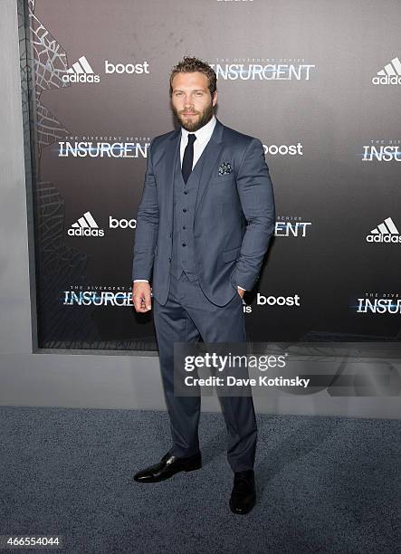 Jai Courtney arrives at the "The Divergent Series: Insurgent" New York premiere at Ziegfeld Theater on March 16, 2015 in New York City.